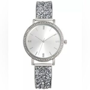 NIB Women's Druzy Stone Silver-Tone Bracelet Watch